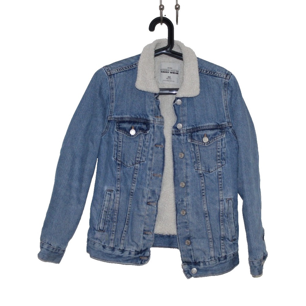 Tally Weijl Sherpa Lined Denim Jacket Womens EU 34 Blue Trucker Jean Coat